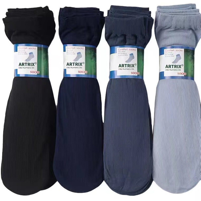 10 pares de fibra de bambu meias masculinas verão respirável fina gelo meias de seda alta elastic náilon calcetines negócios casual meias