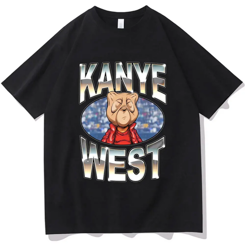 Lucu Kanye West Meme T-Shirt pria Vintage Hip Hop gaya Rap Tshirt pria wanita kaos lengan pendek Streetwear
