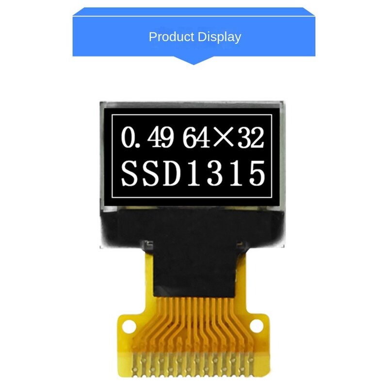 หน้าจอ OLED ขนาด0.49นิ้ว inteligente IPS SSD1315ไดรฟ์ IC OLED LCD โมดูลหน้าจอ I2C 64*32แผงจอ OLED
