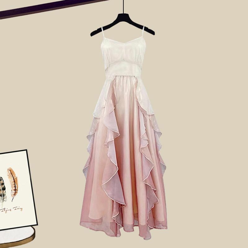 Spring/Summer Set Women's New Korean Fashionable and Fashionable Top Age Reducing and Slimming Dress Two Piece Set