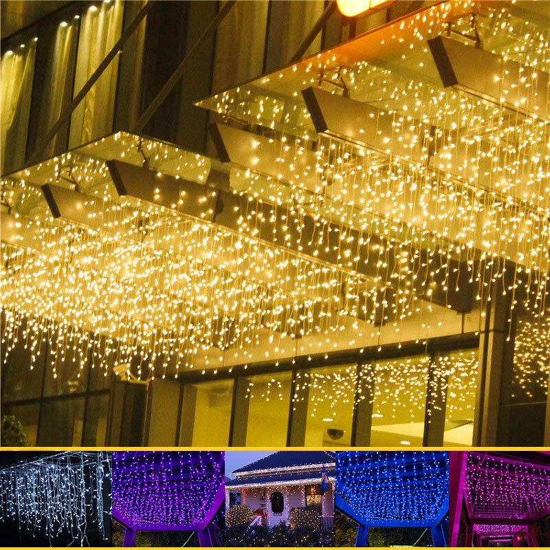 Светодиодные Рождественские огни «Водопад», уличное украшение, 5 м, свисающая на 0,4-0,6 м Гирлянда-занавеска, украшение для вечерние ринки, сада