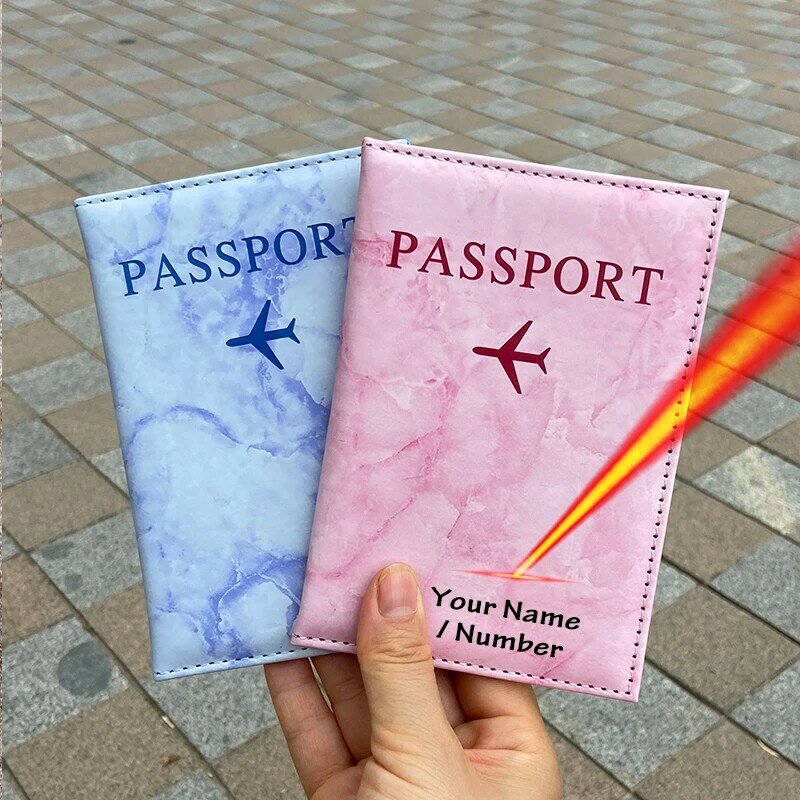 Обложка для паспорта с лазерной гравировкой, держатель для паспорта под заказ, с мраморным рисунком, для паспортов, с личными именами