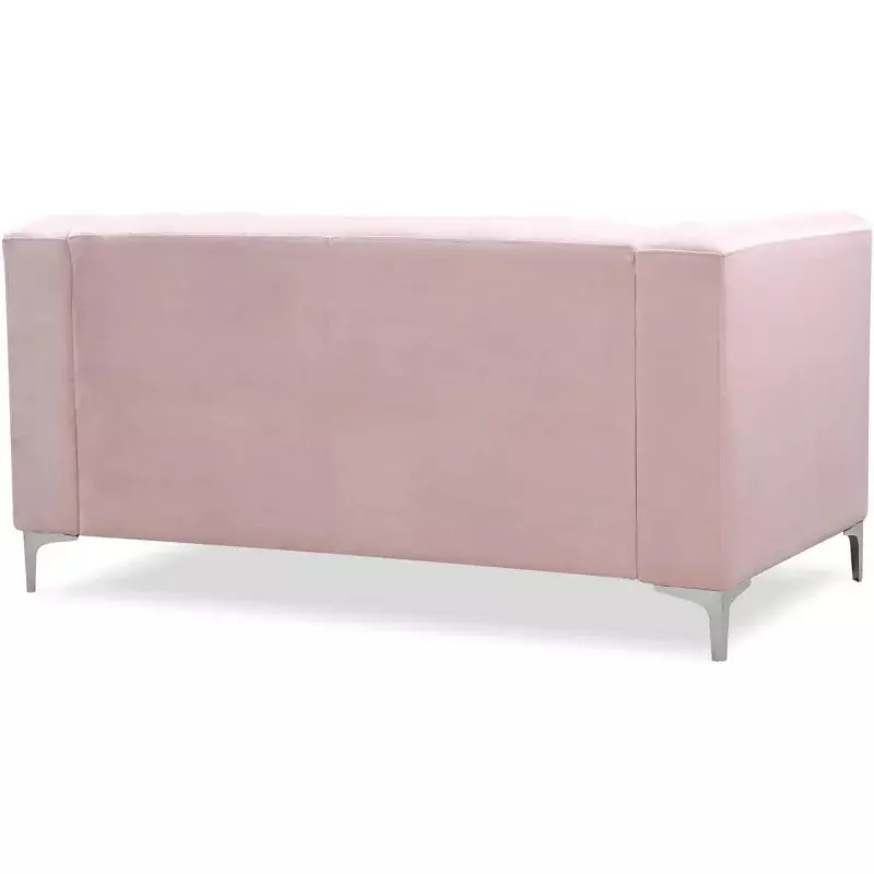 Furnitur kemuliaan Pompano beludru loveseat dengan pink
