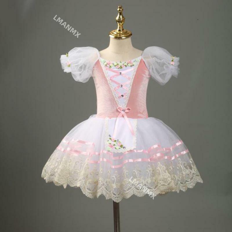 Professional Ballet Tutu Pink Gisele Competition Adults Child Flower Ballet Tutu Dress For Girls Kids Leotard Ballerina Dress
