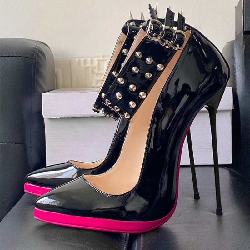 Женские лакированные туфли-лодочки, туфли на шпильке с заостренным носком, красивые черные туфли для ночного клуба, американские размеры 5-2024, 10,5