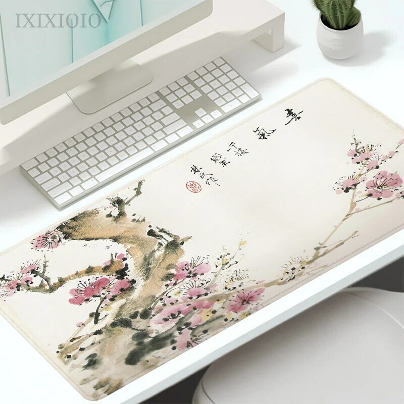 Estilo chinês Flor e Pássaro Pintura Mouse Pad, Computador XL HD Grande Mousepad, Tapete Macio Gaming Laptop Mouse Pad, XXL