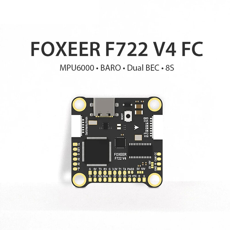 Foxeer-f722 v4 mpu6000 fc 8s, duplo bec, barômetro x8 controlador de voo, fpv freestyle, acessórios diy