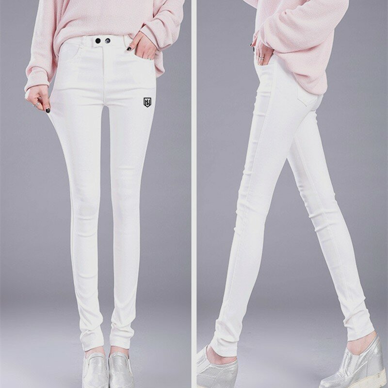 Pakaian Golf wanita 2024, jeans pinggang tinggi ramping kasual elastis gaya golf celana bola pengiriman cepat