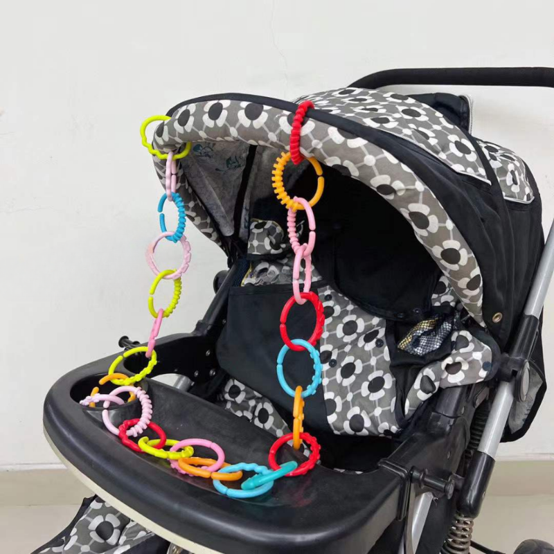 24 buah mainan gigitan bayi mainan kerincingan bayi warna-warni cincin pelangi molar mainan keselamatan untuk tempat tidur bayi alat gantung kereta bayi