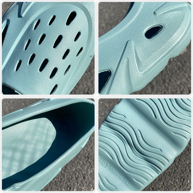Letnie męskie kapcie sandały jednokolorowe EVA antypoślizgowe dziurki buty męskie trampki do domu chodaki ogrodowe odkryte plażowe buty do wody