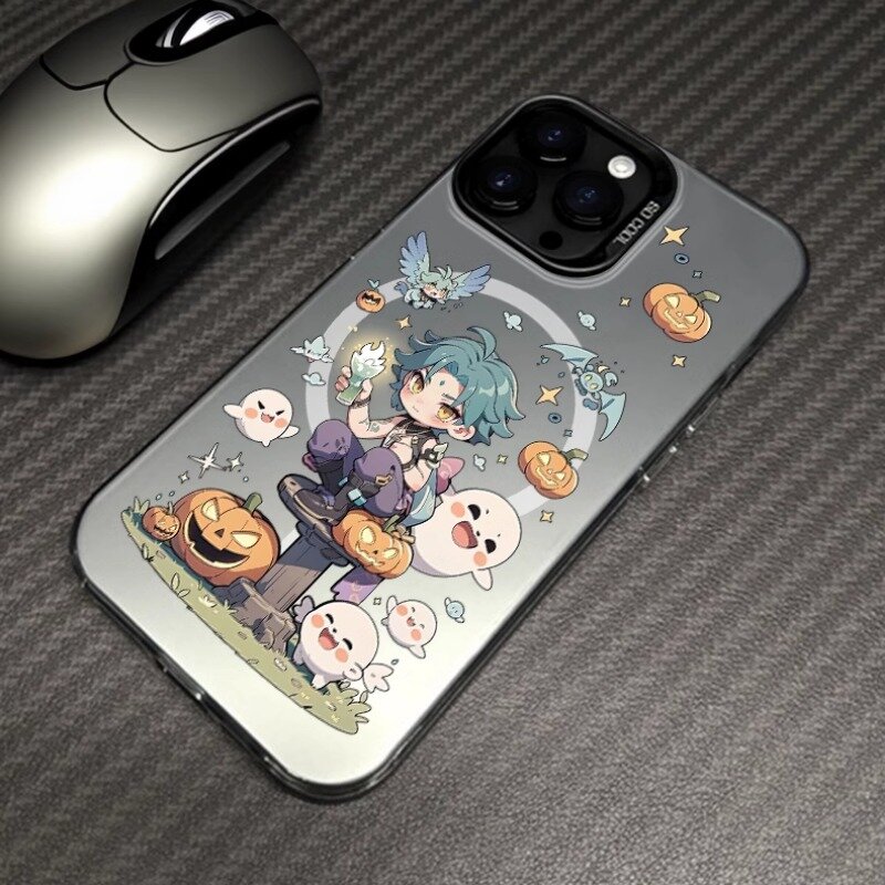 Genshin Impact Cartoon Anime game xiao Klee Apple 15 magsafe custodia magnetica per telefono iphone14/14plus/13/12Pro/11 custodia per cellulare