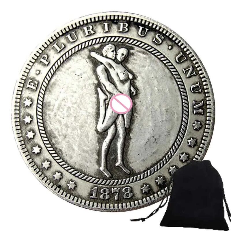 Romantic Nightclub Love Sport One-Dollar 3D Art Couple Coins Pocket Decision Coin Commemorative Good Luck Coin+Gift Bag
