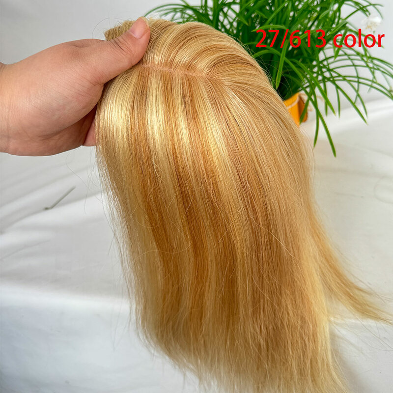Toppers para el cabello para mujer, extensiones de cabello con Clip, parte media, 12 pulgadas, Base de seda, 3x5 pulgadas