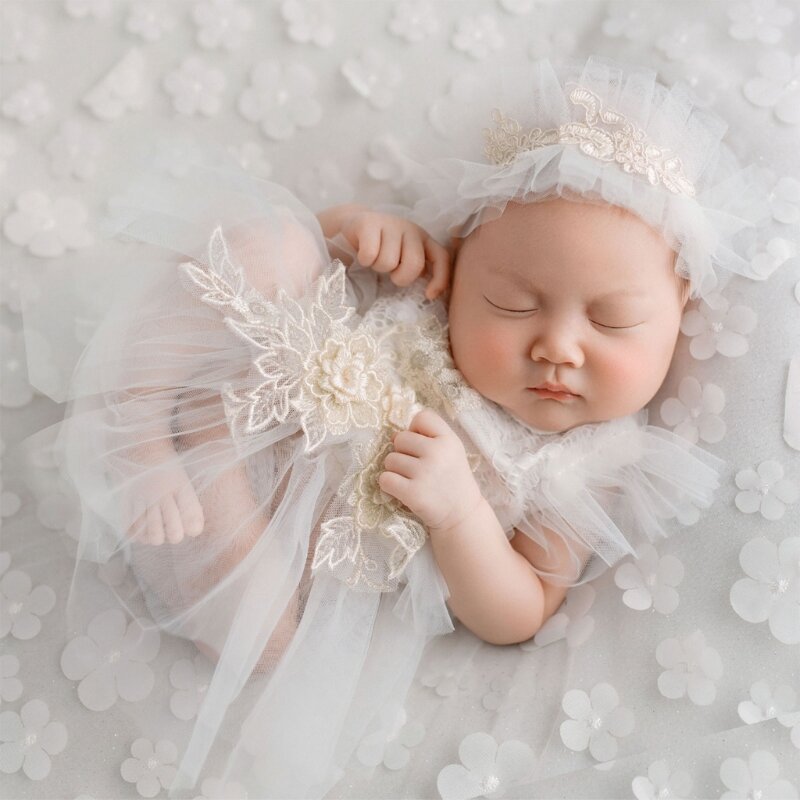 Alat Peraga Fotografi Baru Lahir Gaun Tulle Aksesori Pemotretan Studio Bayi Perempuan Kostum Romper Rok Renda Pakaian Fotografia