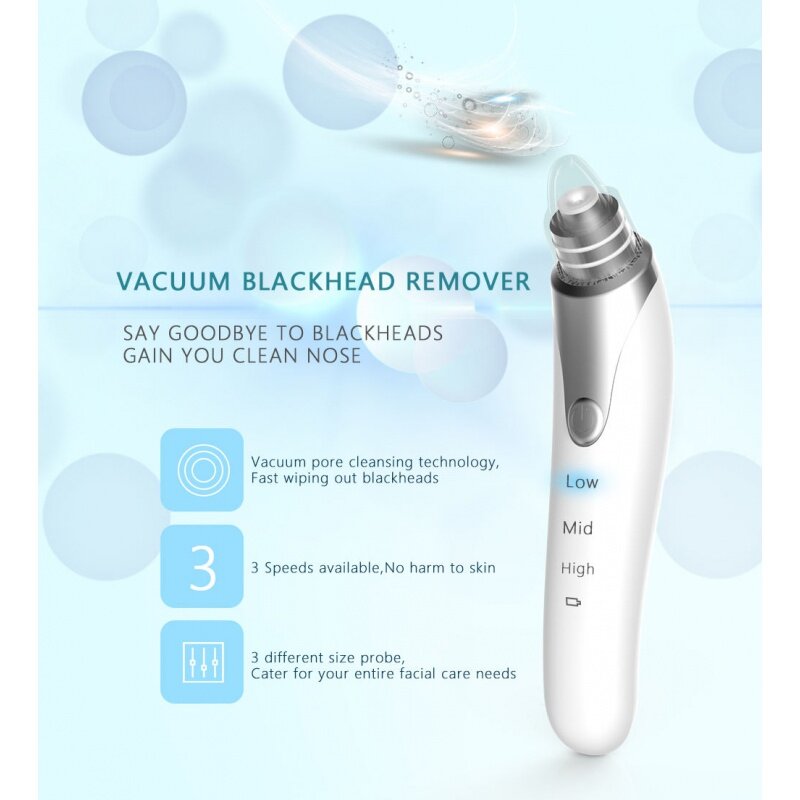 Facial Nose Pore Cleaner Electric Tool Kit Instrument Machine Vacuum Blackhead Remover With Hot Compress