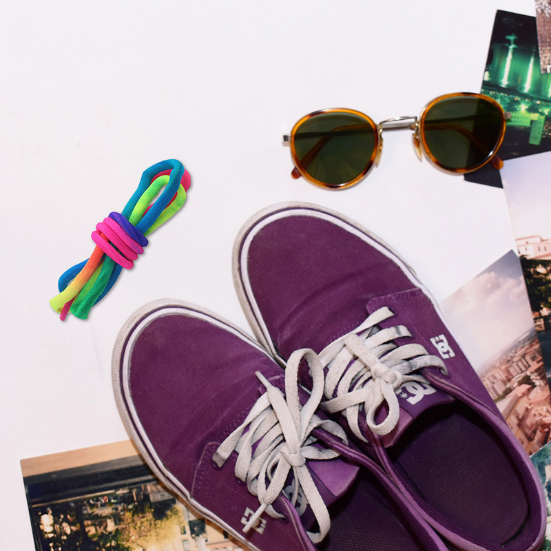 Радужные шнурки, шнурки, овальные спортивные ботинки, модные аксессуары из полиэстера для эластичных шнурков