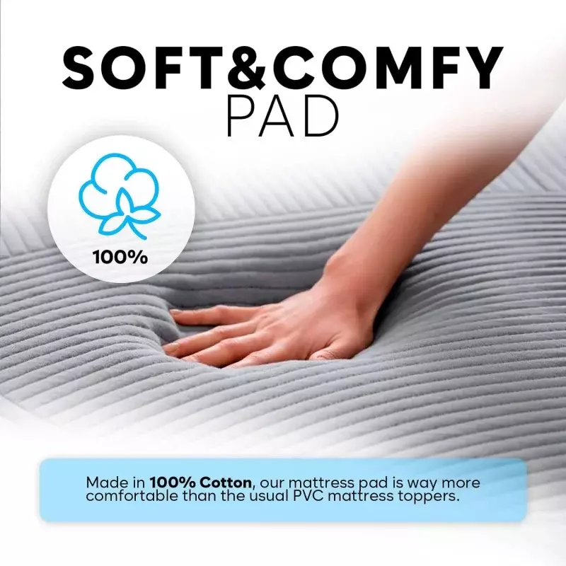 Adamson B10 Gray Bed Cooling System - Twin 75” L x 39” W - New 2024-100% Cotton Mattress Cooling Bed Pad for Night Sweats - Wate