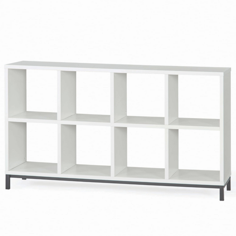 8-Cube Organizer with Metal Base, White Bookshelves Book Storage  Book Shelf Furniture