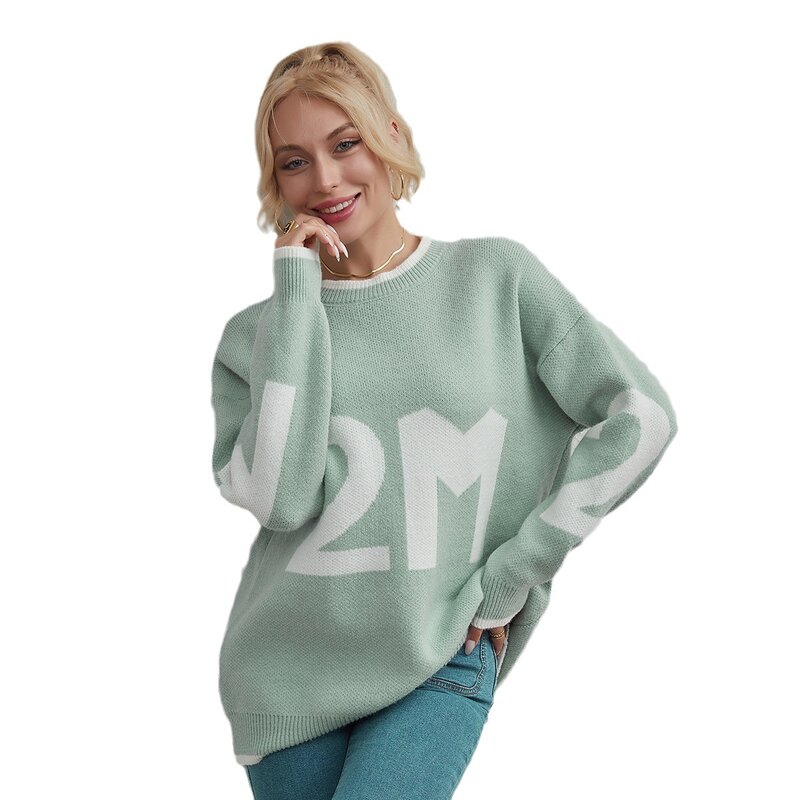 Свитера Осень-зима, русский свободный дизайн, нишевые буквы, теплая трикотажная одежда для женщин в свитере