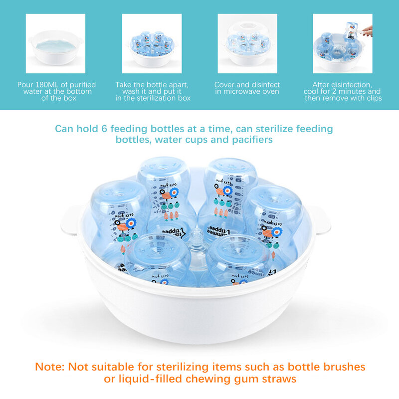 Pemegang Botol Bayi, Pensteril Uap Microwave untuk Botol Suhu Dot Pensteril Pemegang Botol Kotak Penyimpanan Penghangat Botol Bayi Bebas BPA