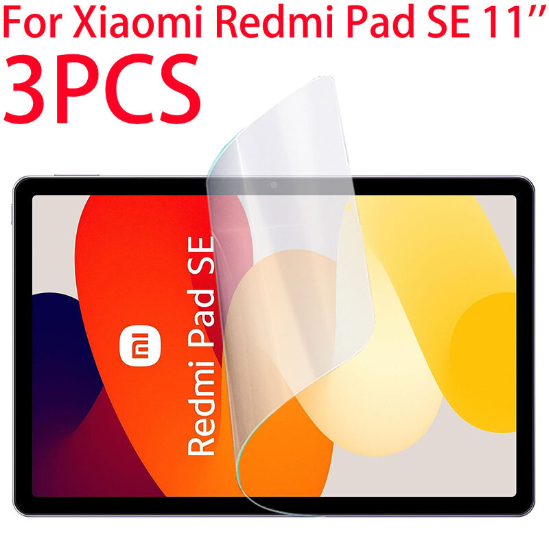 Protetor de Tela Macia para Xiaomi Redmi Pad, Película Protetora Tablet, Pet Soft, SE, 11 ", 2023, 3 pcs