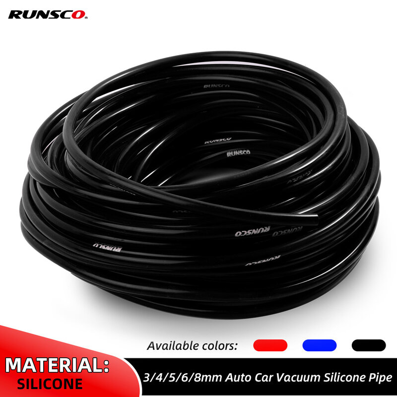 Manguera de tubo de vacío de silicona, tubo Universal de 3mm, 4mm, 5mm, 6mm, 8mm, piezas de automóviles Runsco, color negro