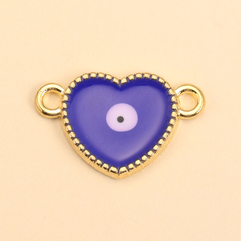 Colgante de ojos azules de la suerte, colgante con forma de corazón, Ojo de mariposa, pulsera, pendientes, fabricación de joyas, 10 piezas