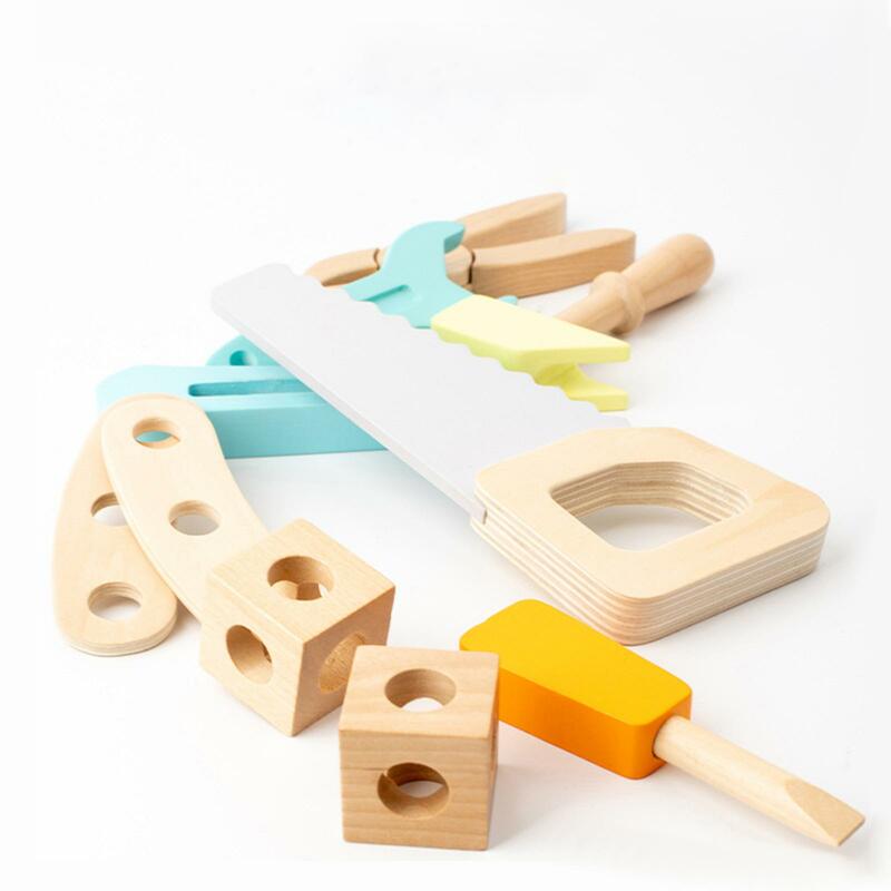 Childrens Tool Belt Set Stem Construction Role Play Set Wooden Baby Tools for Birthday Gifts Babies Kids Girls Boys Kindergarten