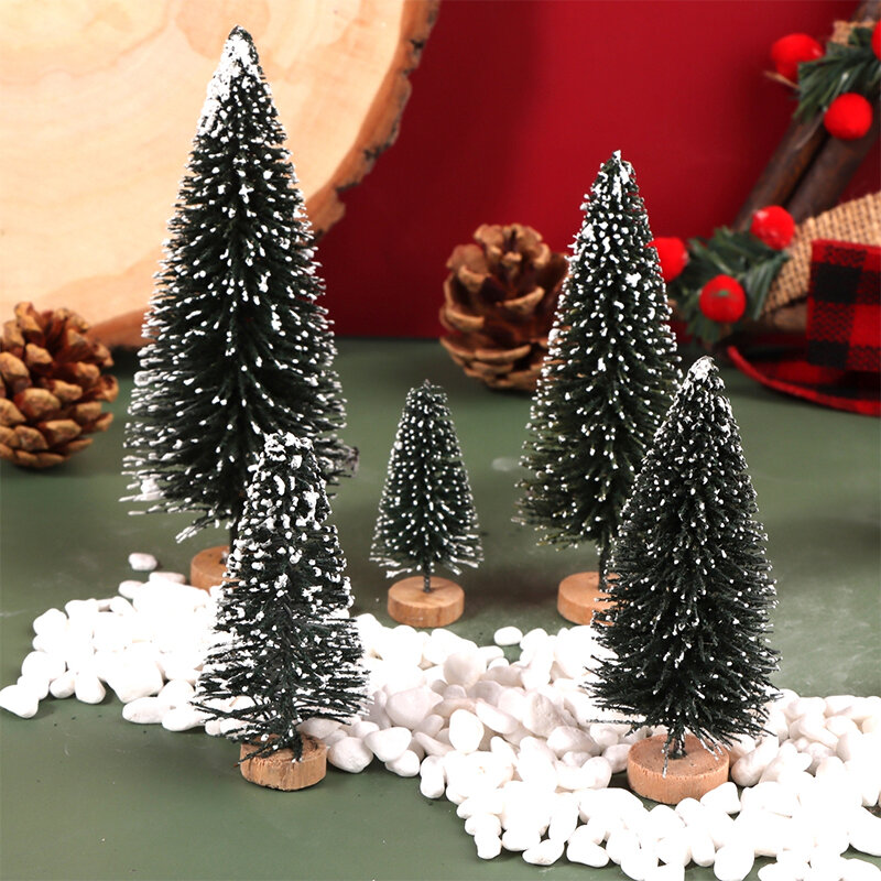1:12 miniatur pohon Natal Mini, aksesori rumah boneka dekorasi lanskap mikro ornamen rumah Natal