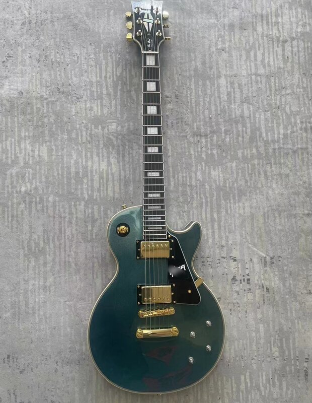G gitar logo, cat bubuk biru perak, kurang P, badan mahoni, dibuat di Cina, gratis pengiriman