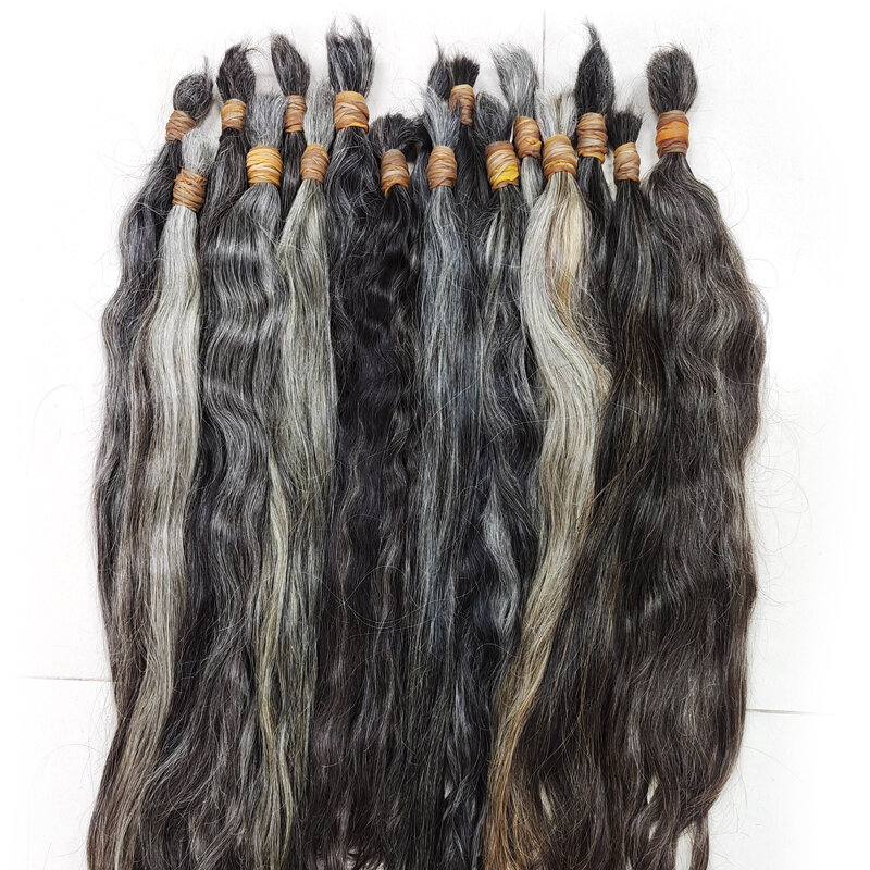 Raw Bulk Indian Loose Curly Braiding Hair Non-Weft Bulk Grey Curly Human Hair Extensions Unprocessed Braiding Hair From Donors
