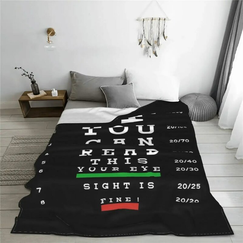 3D Printed Optician Eye Test Exam Blankets Comfortable Soft Flannel Summer Myopia Chart Throw Blanket for Sofa Office Bed