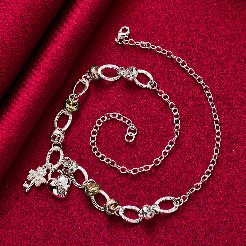 Collana in argento Sterling 925 SHSTONE per donna geometria cuore serratura portachiavi Lady Party regalo di compleanno gioielli di moda per matrimoni