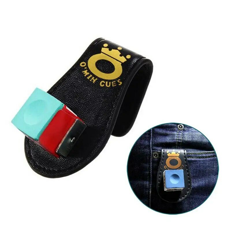 Magnetic Chalk Bag Leather Chalk Holder for Billiards Cue Magnetic Belt Clip Compact and Delicate Portable Leather Chalk Bag