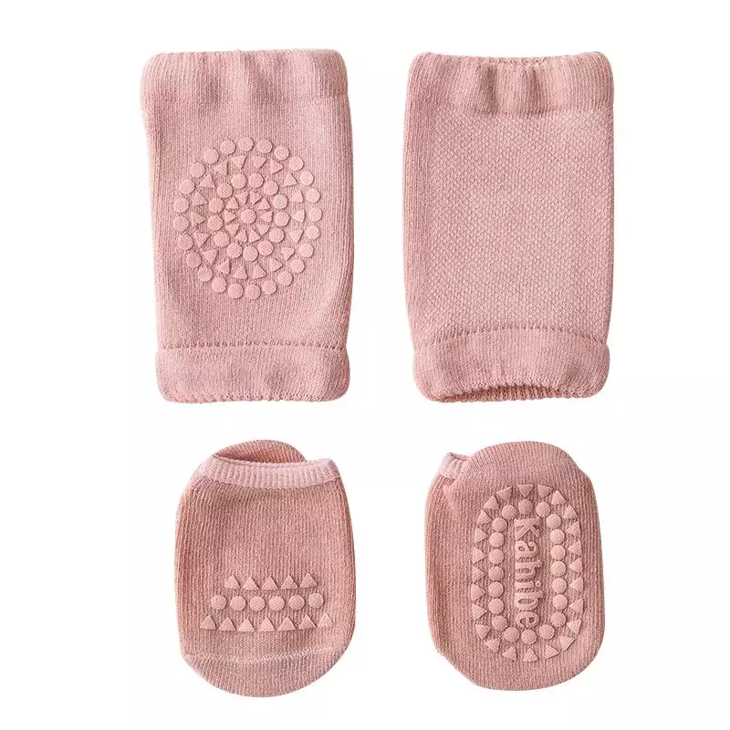 Conjunto de Calcetines antideslizantes para bebé, rodilleras de Color sólido, seguridad para gatear, Protector de rodilla para niño y niña