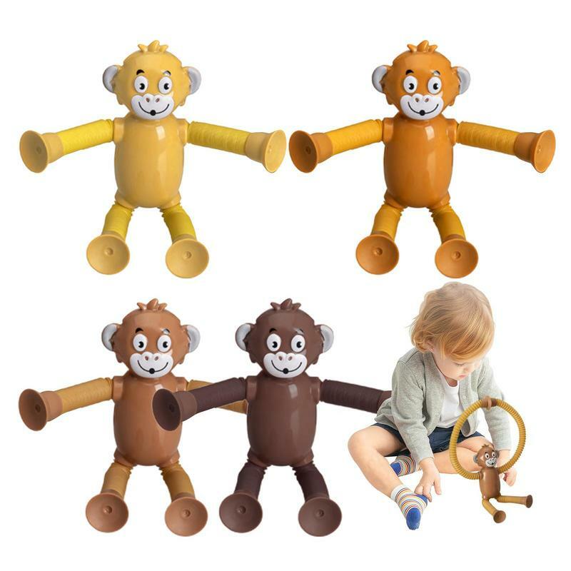 子供のための伸縮式猿チューブのおもちゃ、動物のポッピング、そわそわ、感覚玩具、減圧、ストレッチ