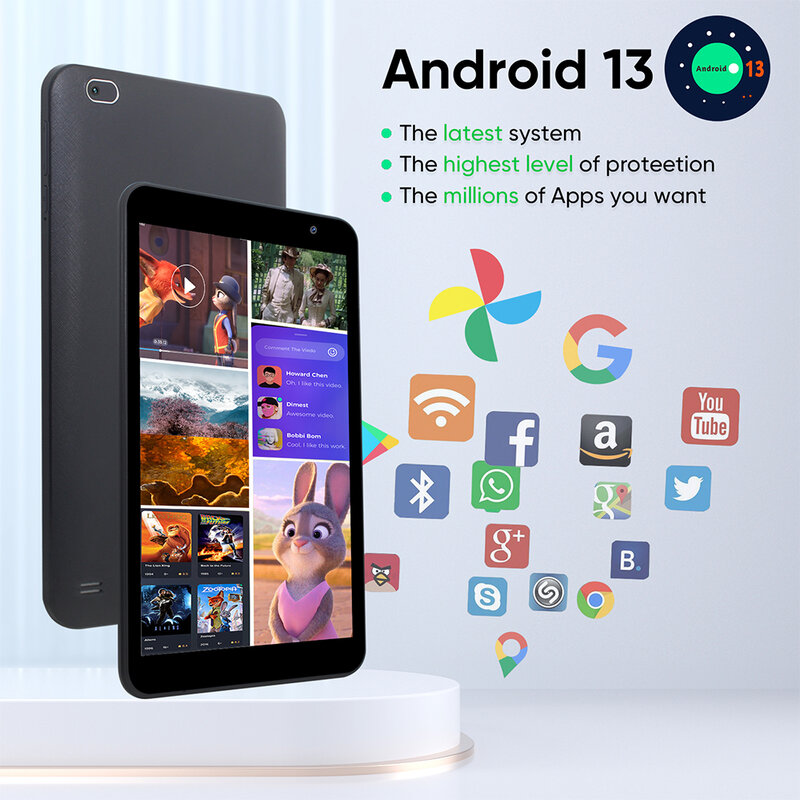 weelikeit Mini Tablet 8 inch Android 13 Tablet PC 800*1280 HD IPS Screen WiFi Dual Camera 4GB 32GB Cheap Tablet for Kids Adults