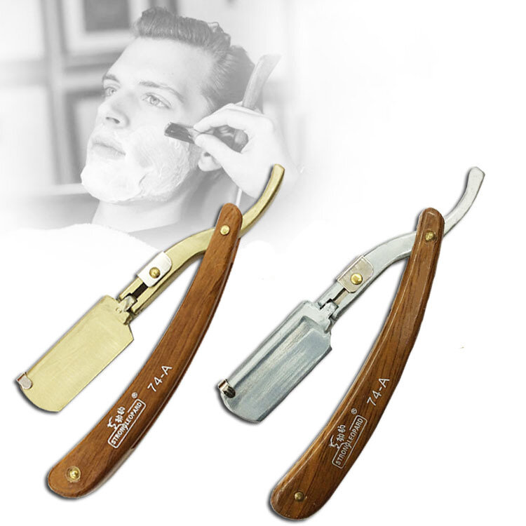 Cuchillo de afeitar plegable de acero inoxidable para hombres, herramienta de peluquería para Barba, maquinilla de afeitar recta, recortadora de pelo de conveniencia Manual, 1P