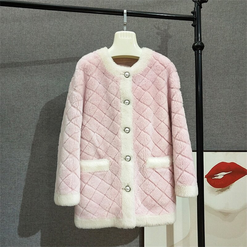 Женское овчинное меховое пальто, роскошная теплая зимняя куртка из натуральной шерсти, JT397