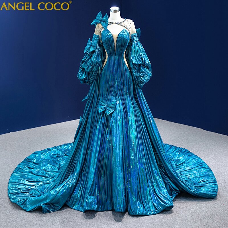 exy Luxury Blue Magic Light Evening Dress 2 Pieces Removable Mermaid Gowns Ladies Prom Dress Pregnancy Customizable Abendkleider