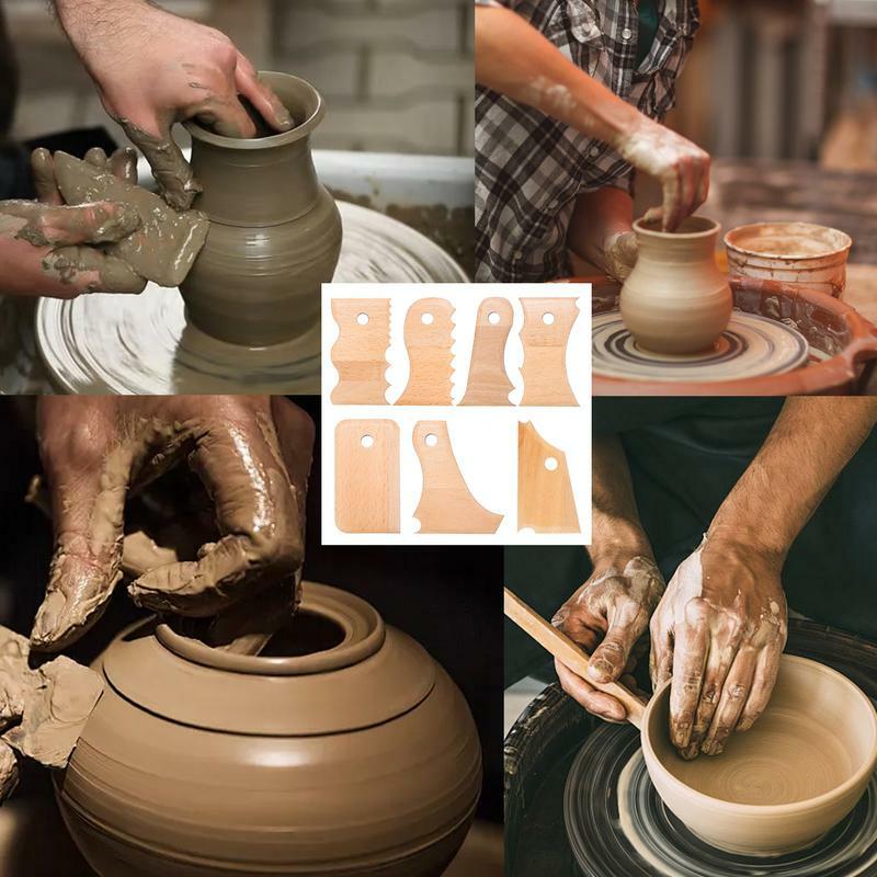 Holz schnitzwerk zeug 7 stücke Keramik Keramik Modellierung werkzeuge Kit praktische DIY Keramik Werkzeuge Kunstwerk zeuge Holz Ton Skulptur Werkzeuge