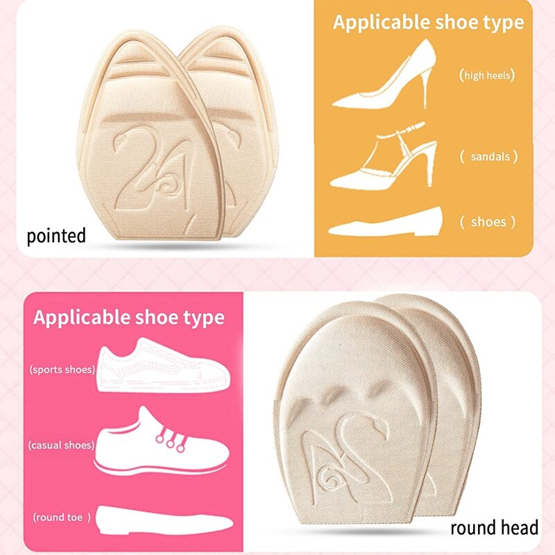 Half Insoles for Shoes Inserts Forefoot Pad Non-slip Sole Toe Plug Cushion Reduce Shoe Size Filler High Heels Pain Relief Pads