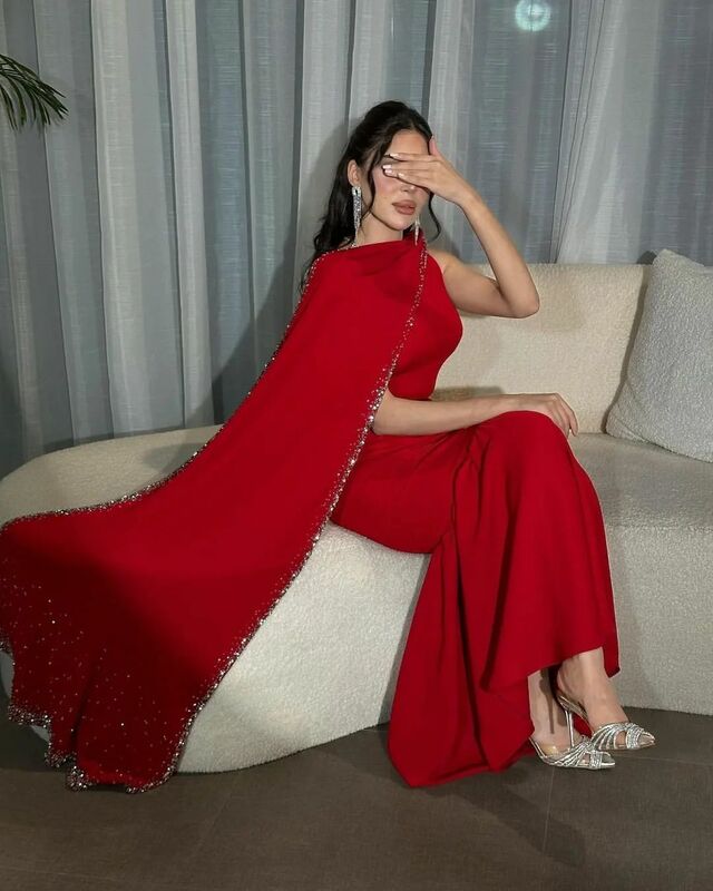 Красное Элегантное Атласное Платье-Русалка для выпускного вечера, вечернее платье до пола с Боковым Разрезом, официальное платье со скидкой, коктейльное платье по индивидуальному заказу