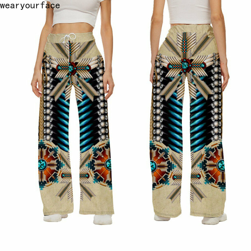 Длинные широкие брюки Tribe Totems с принтом, тонкие хипстерские модные брюки, летняя Корейская уличная одежда, женская одежда