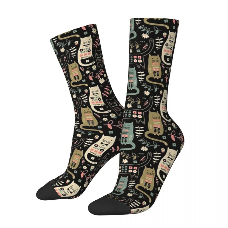 Носки в стиле Харадзюку с изображением кошки, супер мягкие чулки, всесезонные длинные носки, аксессуары для подарка унисекс