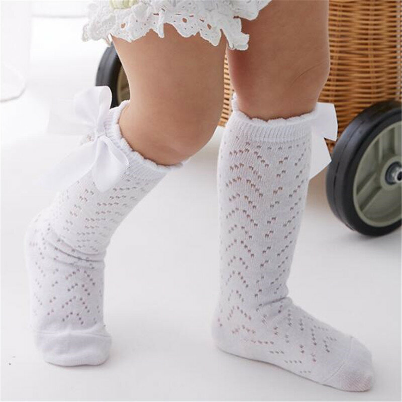 Children Girls Socks With Bows Cotton Baby Girls Socks Soft Toddlers Long Socks