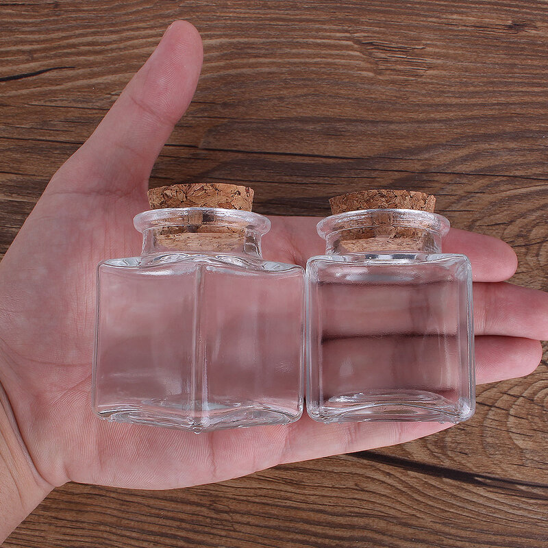 2 قطع 50 مللي مربع شفاف زجاج زجاجات مع سدادة الفلين فارغة التوابل الجرار ل الحرف الفنية هدايا لحفلات الزفاف