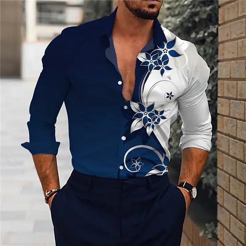 2023 spring and summer new men's casual shirt super cool funny combination fashion outdoor soft and comfortable fabric plus size
