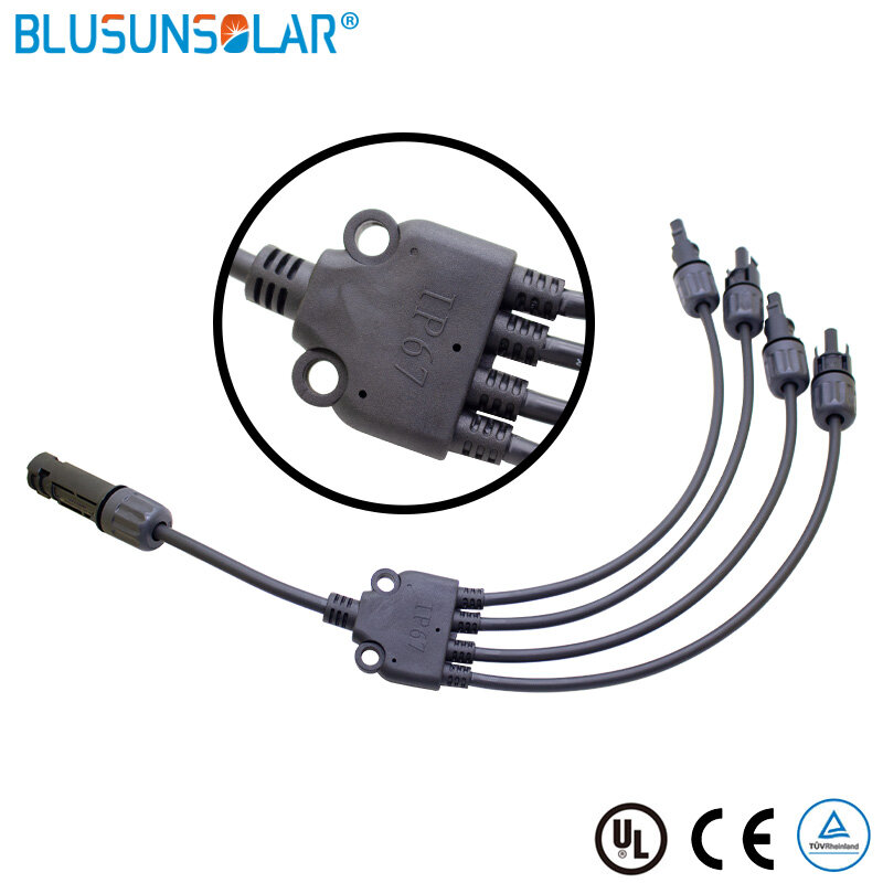 Ip68 1500v solar cabo conector 2t 3t 4t ramo conector 30a 50a paralelo y montagem do fio