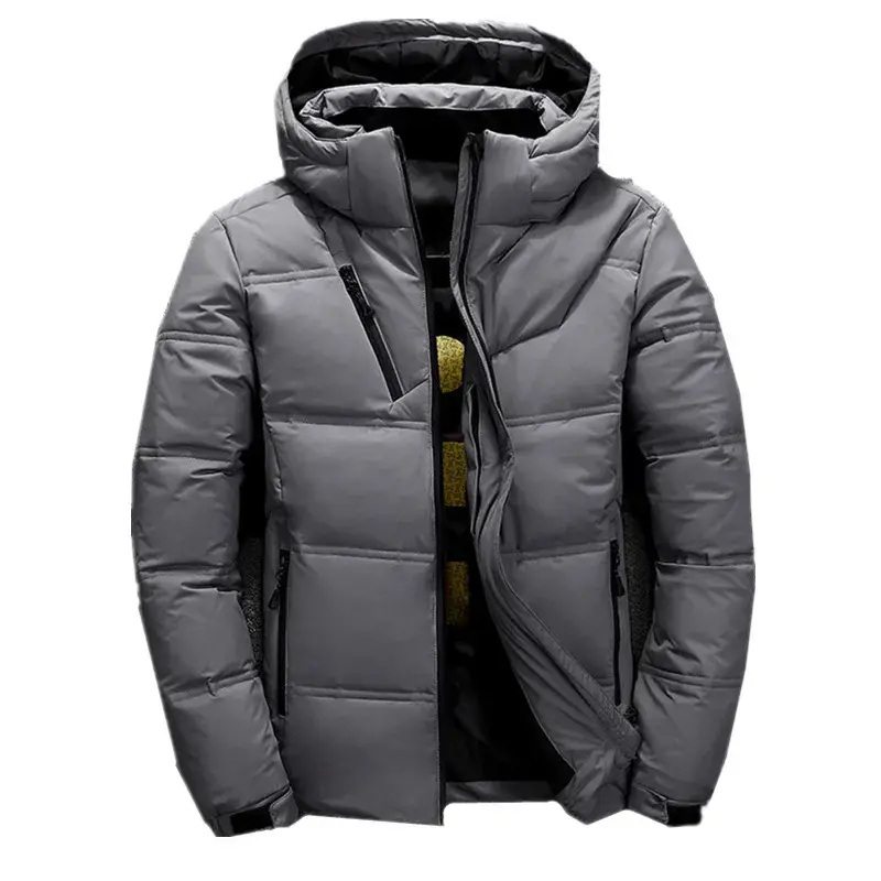 Chaqueta de plumón con capucha para hombre, abrigos gruesos y cálidos de Color sólido, chaquetas casuales de moda, invierno, nuevo